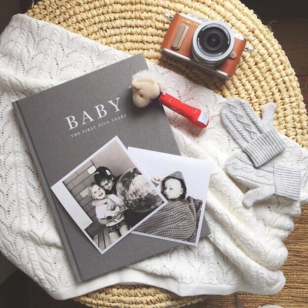 Grey baby record book the first 5 years