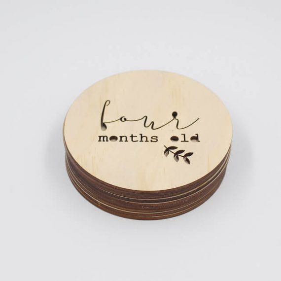 four month old wooden milestone plaque