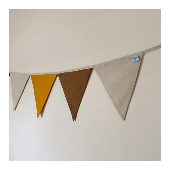 Nursery Bunting in Mustard, Burnt Almond, and Oatmeal