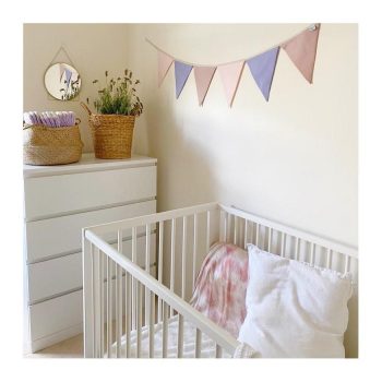 Pink, purple, and dusty pink nursery bunting