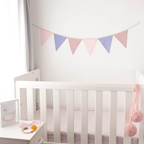 Nursery Bunting Pink purple and Dusty Pink