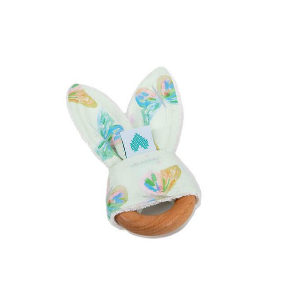 Bunny Ear Teething Ring butterflies print