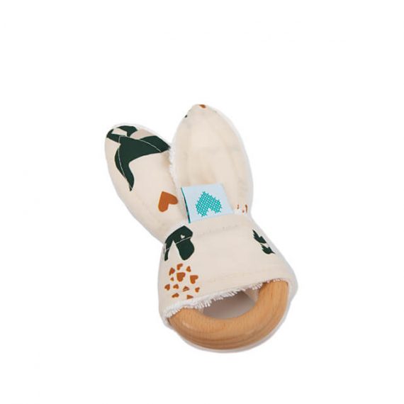 Teething Ring with Bunny Ears Dinosaurs Print