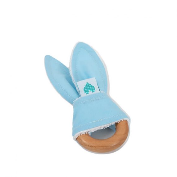 Wooden Bunny Teething Toy Sky Blue Colour