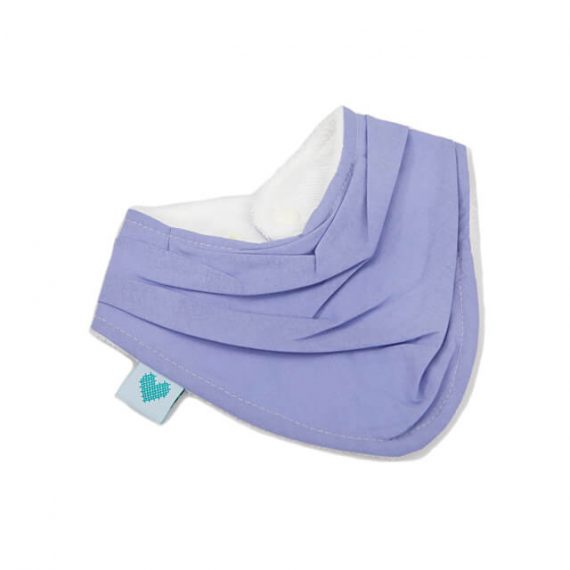 Bib in plain purple colour for capturing drool front view