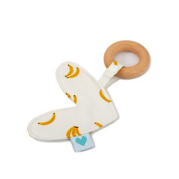 love heart teether front view bananas print