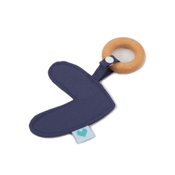 love heart teether front view yale blue colour