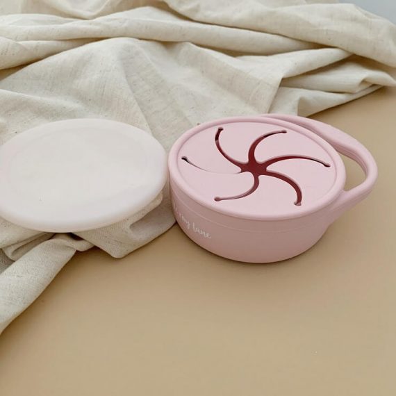 Cup for holding snacks made from silicone in blush colour reduced size