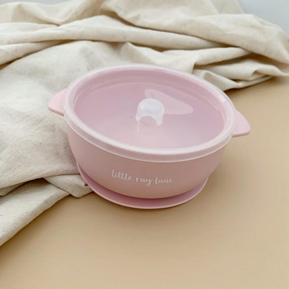 suction bowl with lid on blush colour
