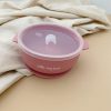 suction bowl with lid on rose colour