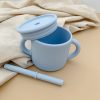 training cups baby blue with straw lid and cup