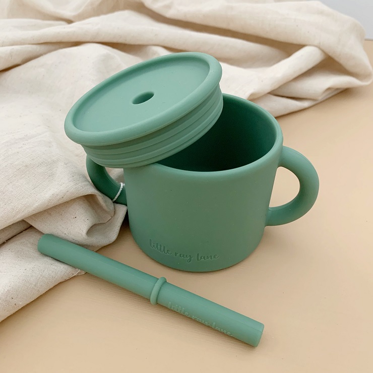 Baby training cups sage with straw lid and cup in Perth