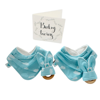 Twins boy gift set in clouds print