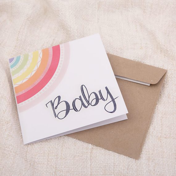 Card Baby with Rainbow and Envelope