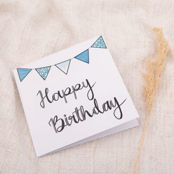 Card Happy Birthday with Blue Bunting