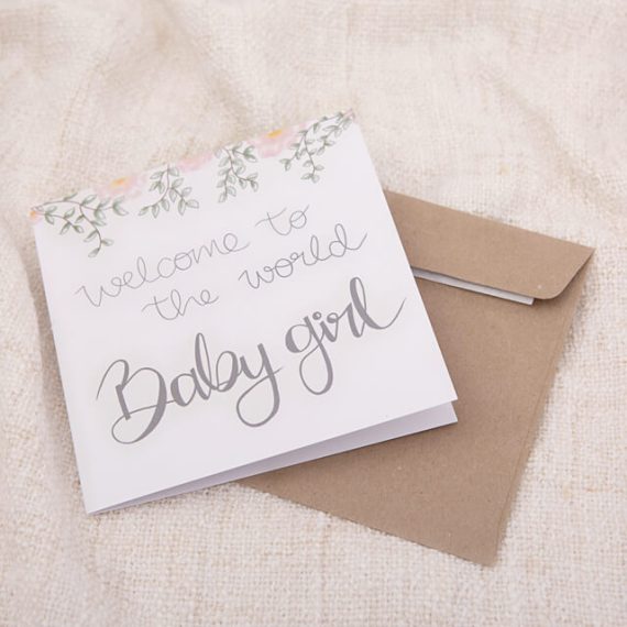 Card Welcome to the world baby girl with Envelope