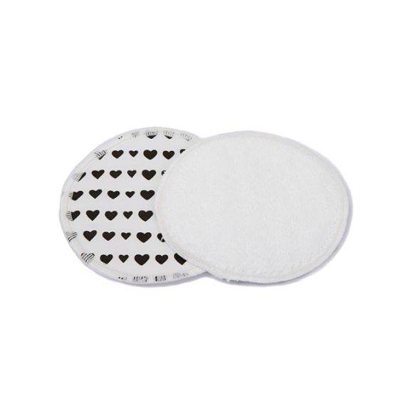 Cotton Pads Reusable Hearts Print Front and Back View