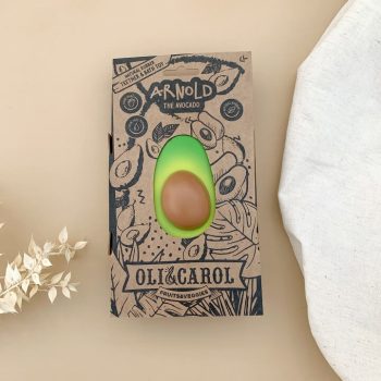 arnold the avocado teether bath toy in packaging