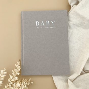 gender nuetral baby journal in grey