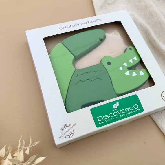 Wooden Chunky Puzzle Crocodile Discoveroo Close Up