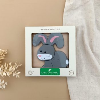 Wooden Chunky Puzzle Rabbit Discoveroo Main Image