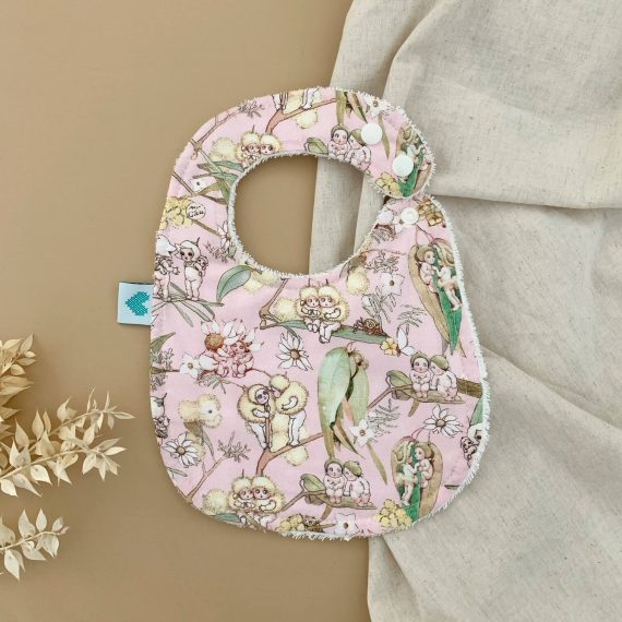 snugglepot print baby bib